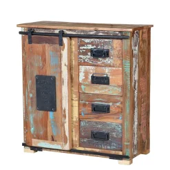 Online Wohnen Shabby Chic Kommode aus Altholz mit Lackresten - Jevilia