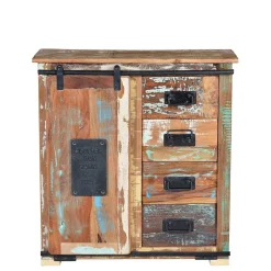 Online Wohnen Shabby Chic Kommode aus Altholz mit Lackresten - Jevilia