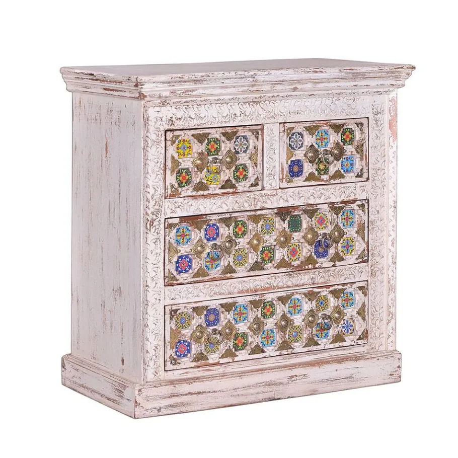 New Wohnen Shabby Chic Kommode in Antikweiß - Mirell