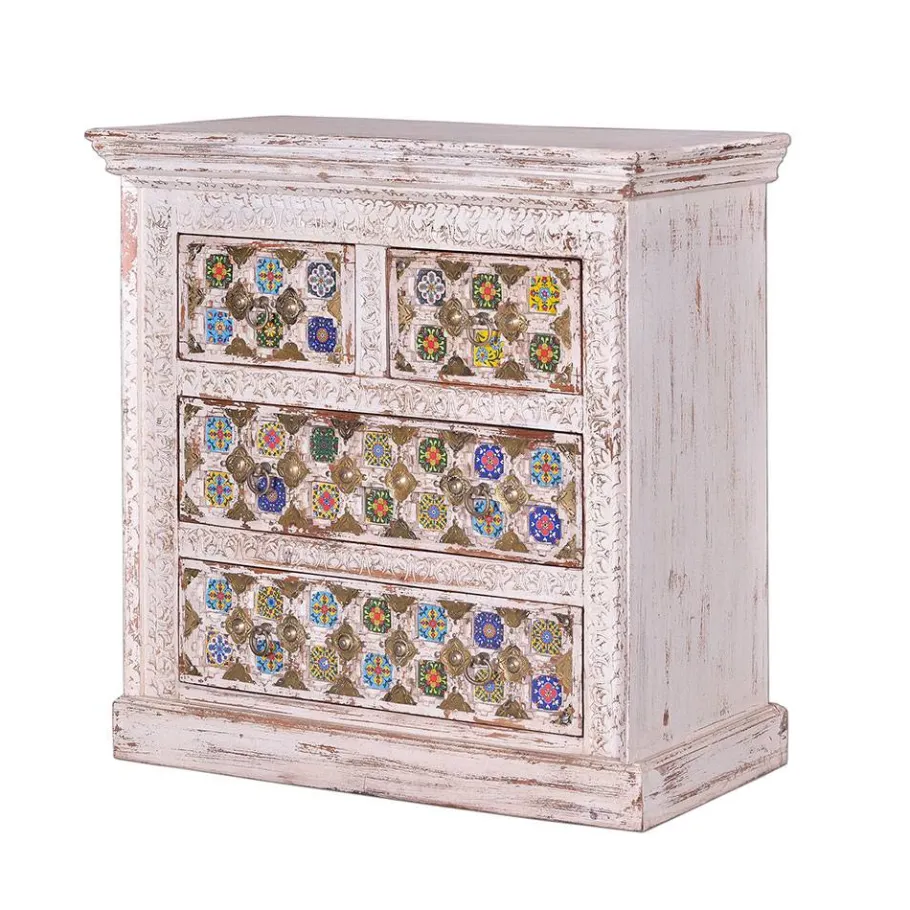 New Wohnen Shabby Chic Kommode in Antikweiß - Mirell