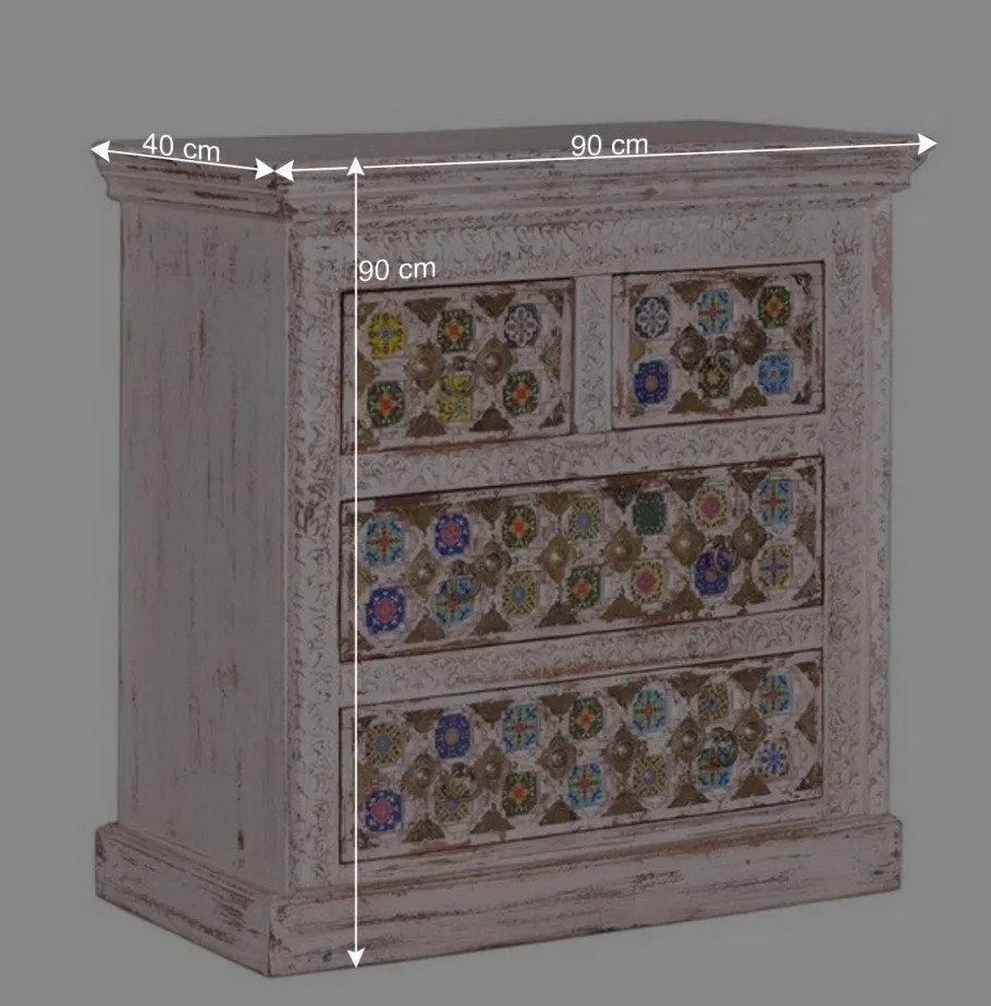 New Wohnen Shabby Chic Kommode in Antikweiß - Mirell
