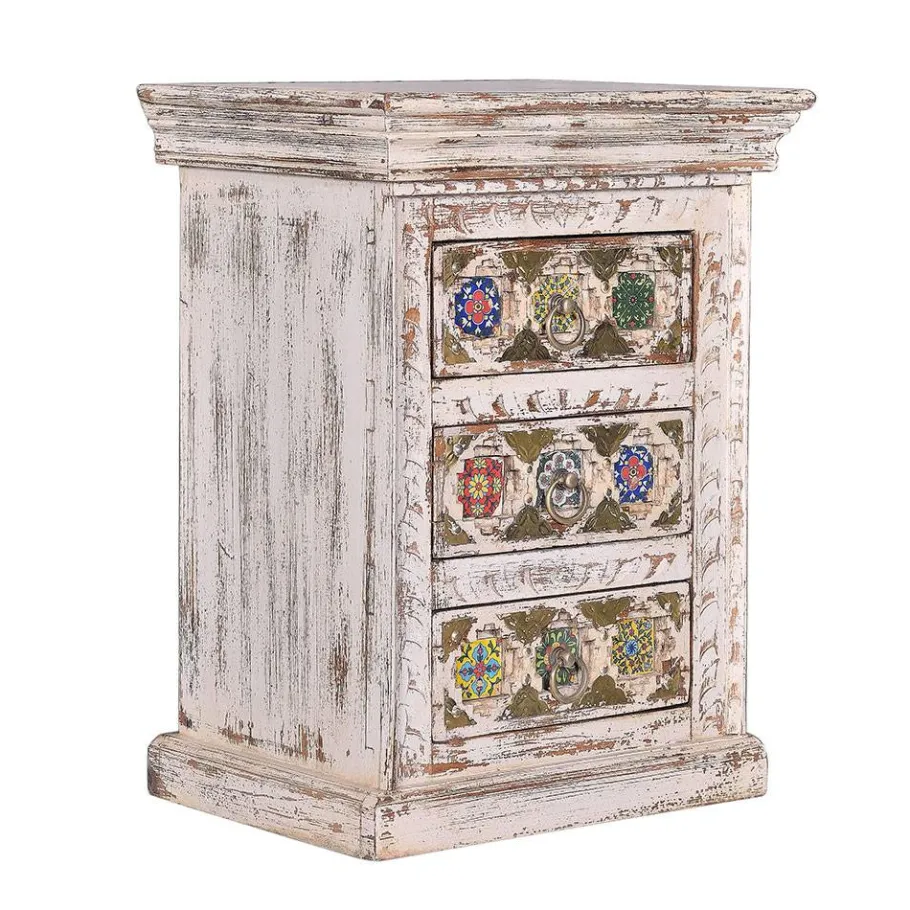 Clearance Wohnen Shabby Chic Nachtkommode in Antikweiß - Mirell