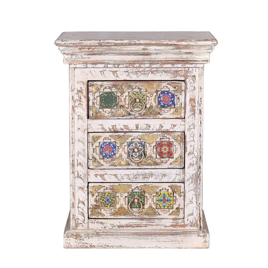 Clearance Wohnen Shabby Chic Nachtkommode in Antikweiß - Mirell