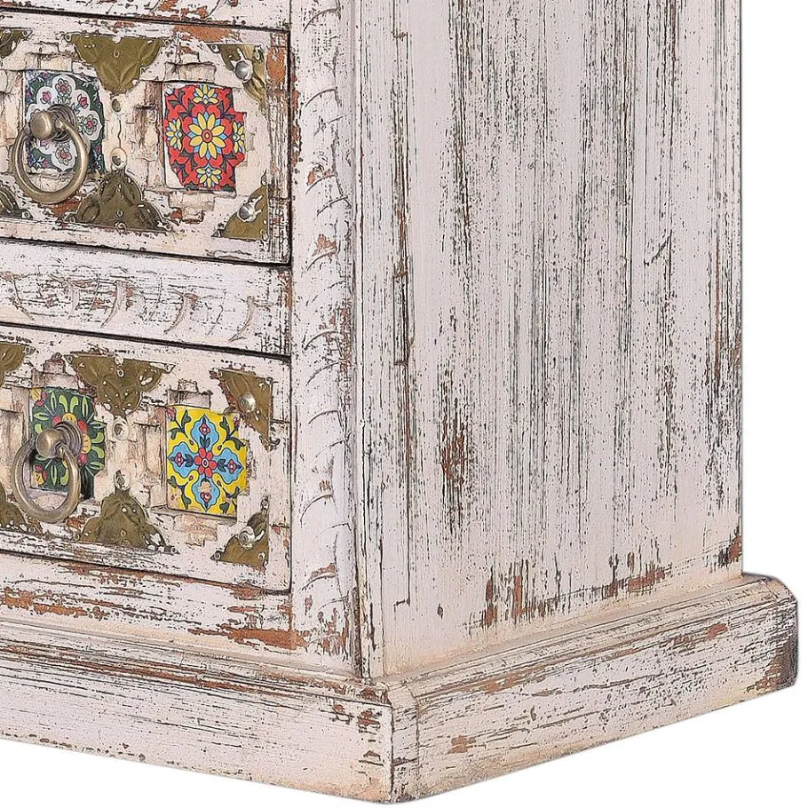 Clearance Wohnen Shabby Chic Nachtkommode in Antikweiß - Mirell