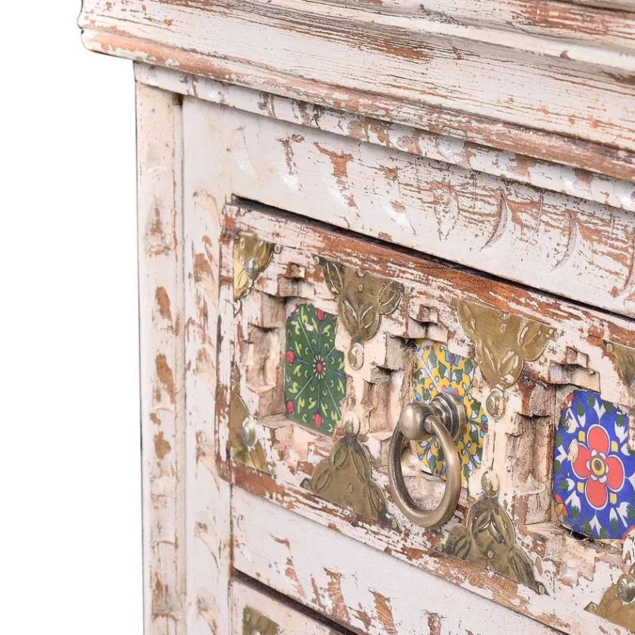 Clearance Wohnen Shabby Chic Nachtkommode in Antikweiß - Mirell
