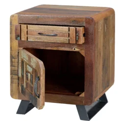 Outlet Wohnen Shabby Chic Nachtkommode aus Recyclingholz - Tunar