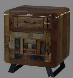 Outlet Wohnen Shabby Chic Nachtkommode aus Recyclingholz - Tunar