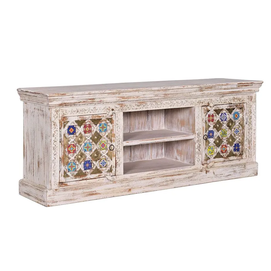 Discount Wohnen Shabby Chic TV Lowboard in Antikweiß - Mirell