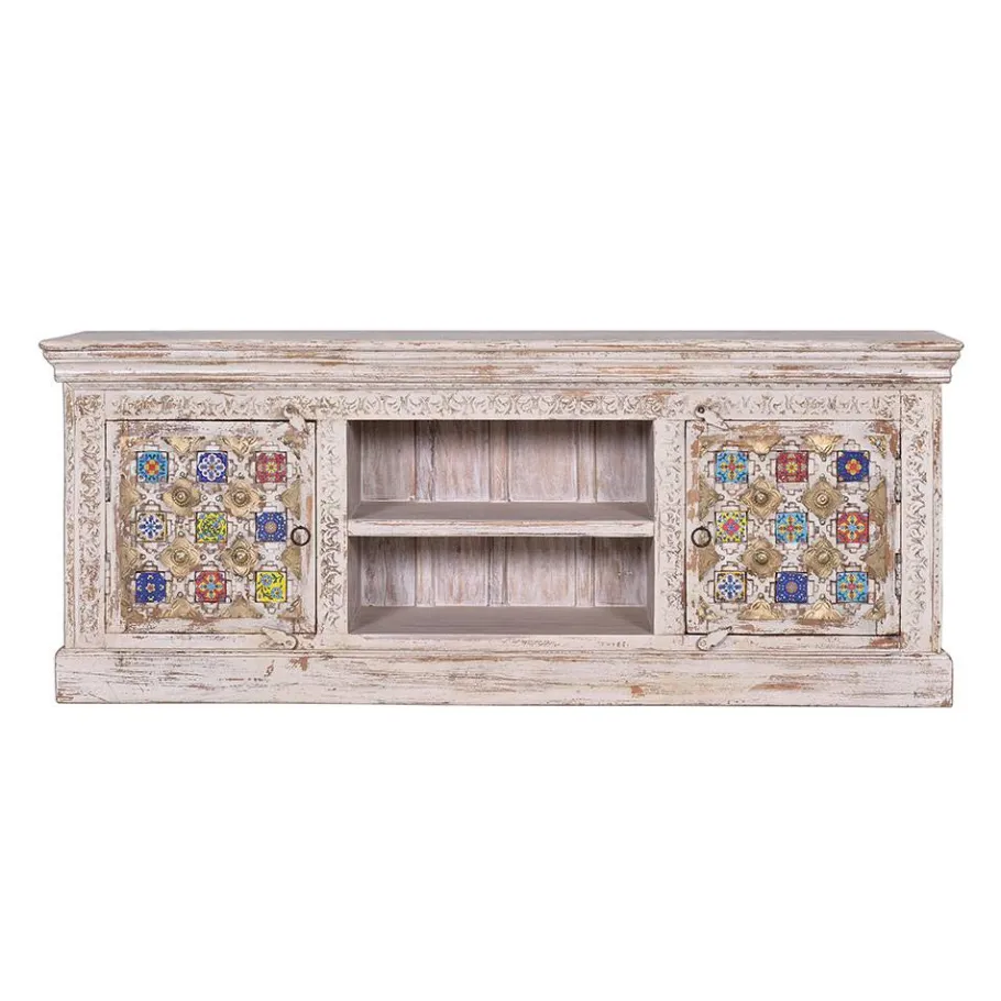 Discount Wohnen Shabby Chic TV Lowboard in Antikweiß - Mirell