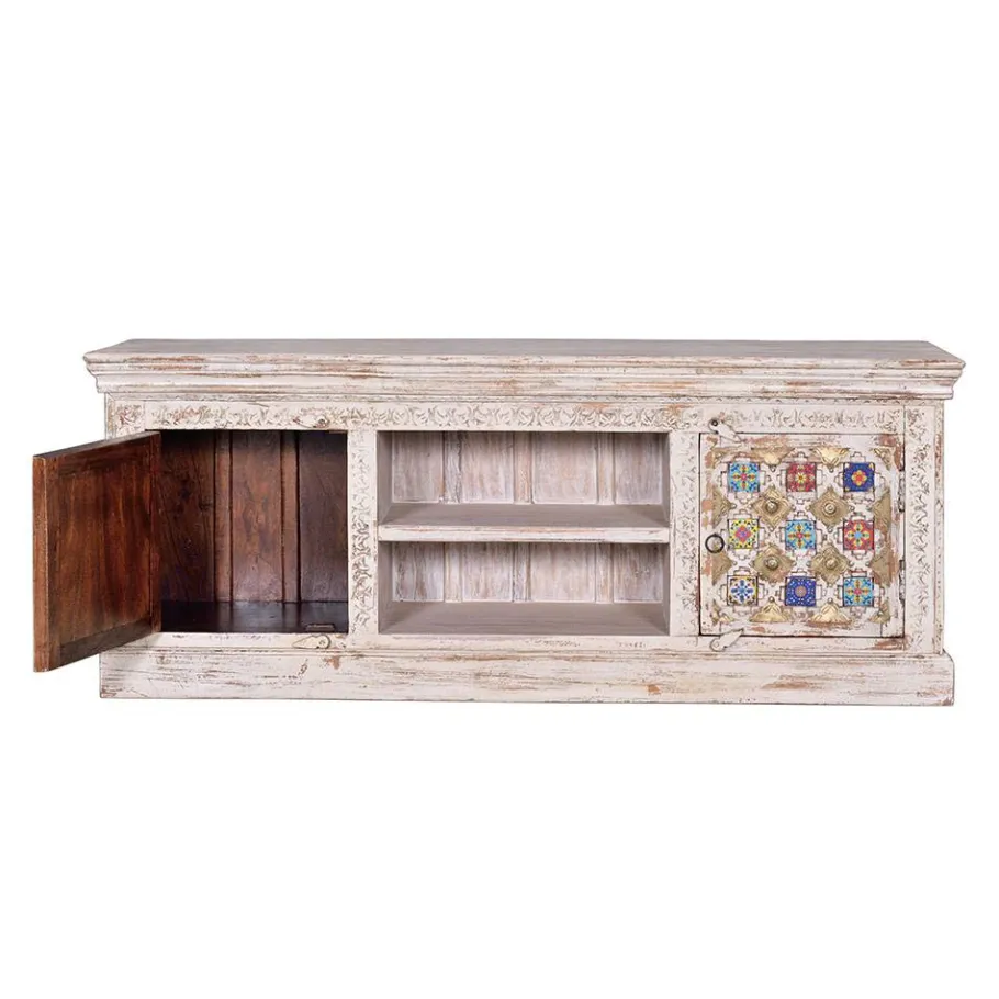 Discount Wohnen Shabby Chic TV Lowboard in Antikweiß - Mirell