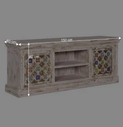 Discount Wohnen Shabby Chic TV Lowboard in Antikweiß - Mirell