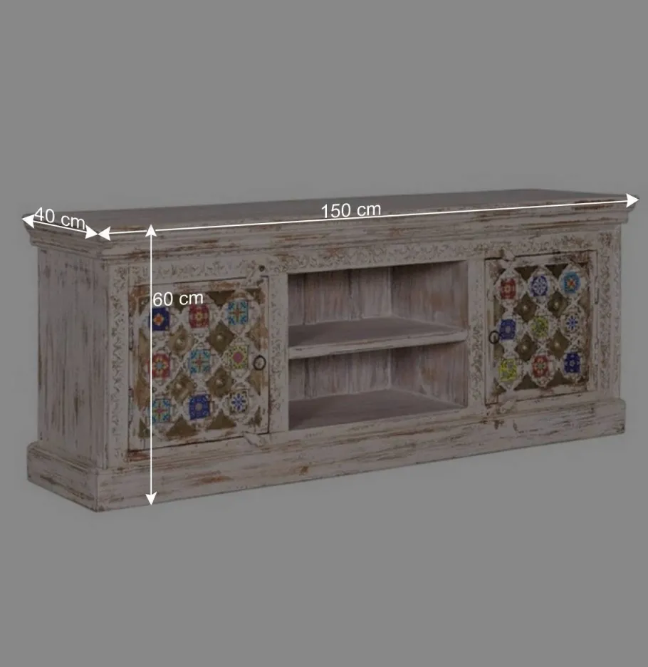 Discount Wohnen Shabby Chic TV Lowboard in Antikweiß - Mirell