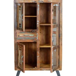 Outlet Wohnen Shabby Chic Vitrinenschrank aus Recyclingholz - Tunar