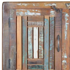 Outlet Wohnen Shabby Chic Vitrinenschrank aus Recyclingholz - Tunar