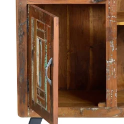 Outlet Wohnen Shabby Chic Vitrinenschrank aus Recyclingholz - Tunar