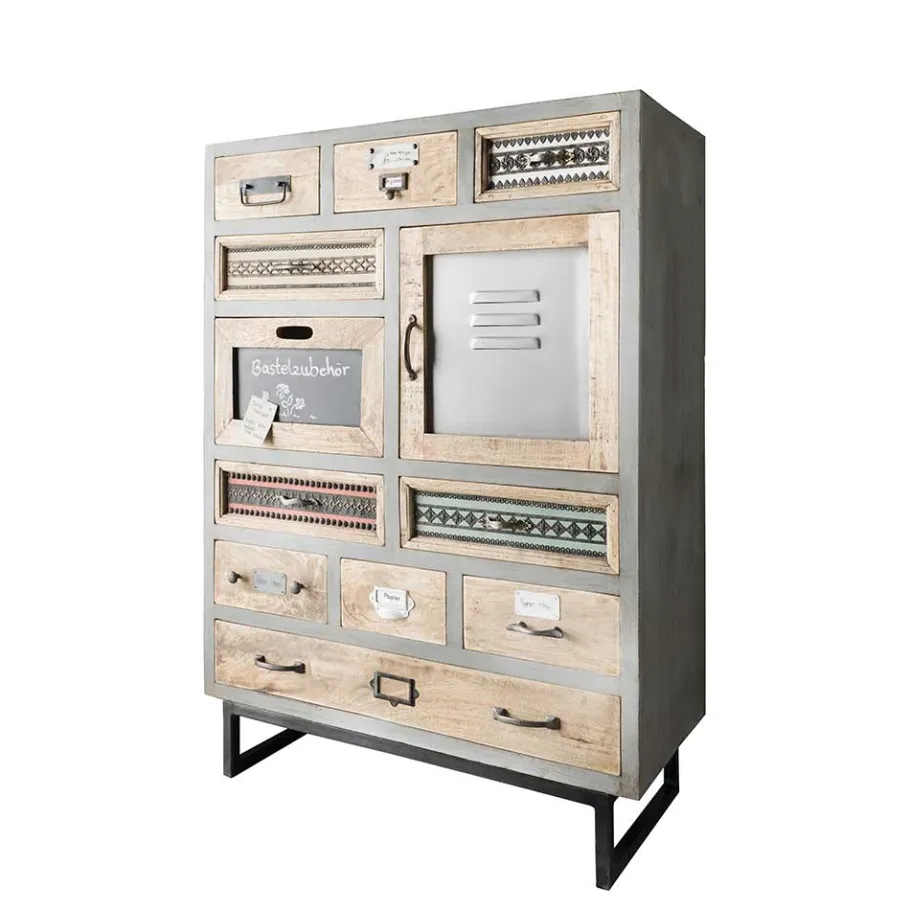 New Wohnen Shabby Design Highboard aus Recyclingholz - Nuro
