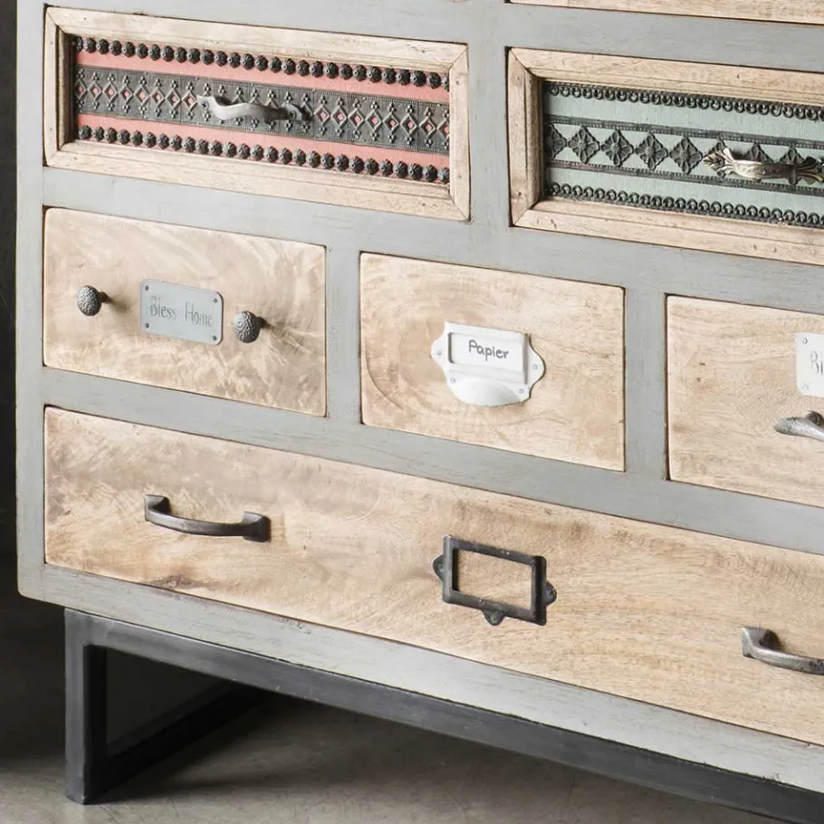 New Wohnen Shabby Design Highboard aus Recyclingholz - Nuro