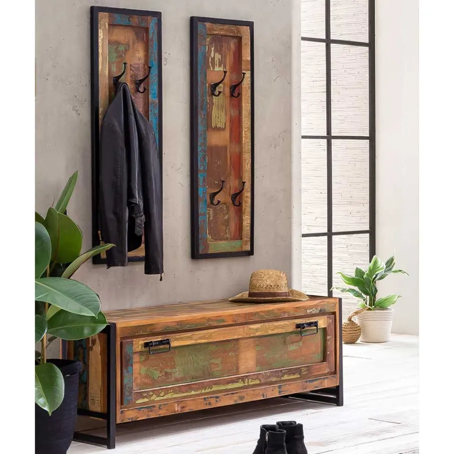 Sale Wohnen Shabby Garderobenpaneels & Bank - Ensley (dreiteilig)
