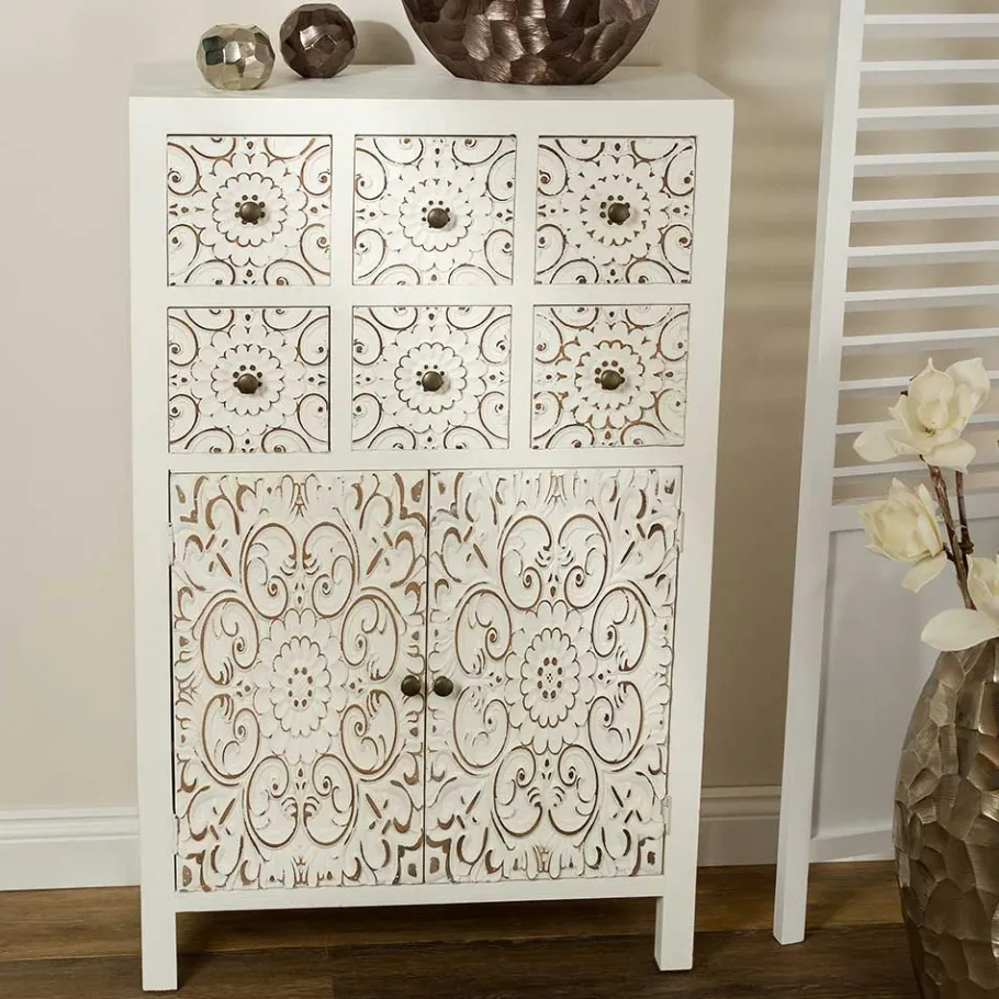 Best Wohnen Shabby Highboard mit Ornament Muster Front - Acacio