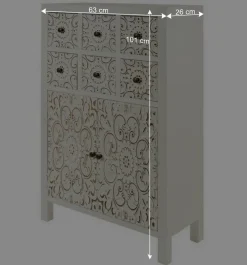 Best Wohnen Shabby Highboard mit Ornament Muster Front - Acacio