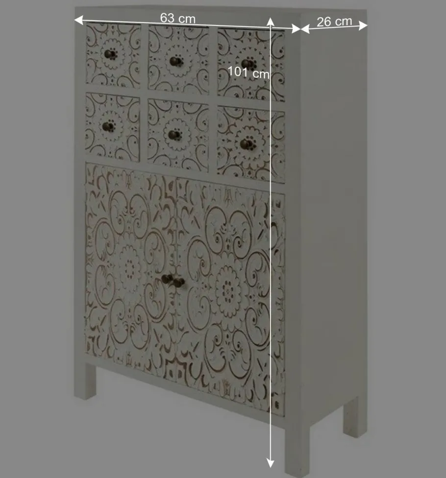 Best Wohnen Shabby Highboard mit Ornament Muster Front - Acacio