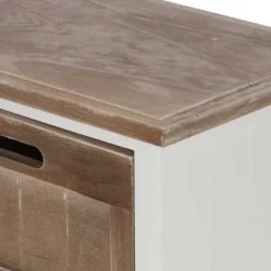 New Wohnen Shabby Nachtkommode Benet in Weiß Holz