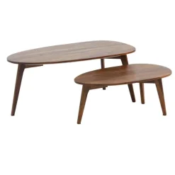 Online Wohnen Sheesham Couchtisch Duo oval - Anroca (zweiteilig)