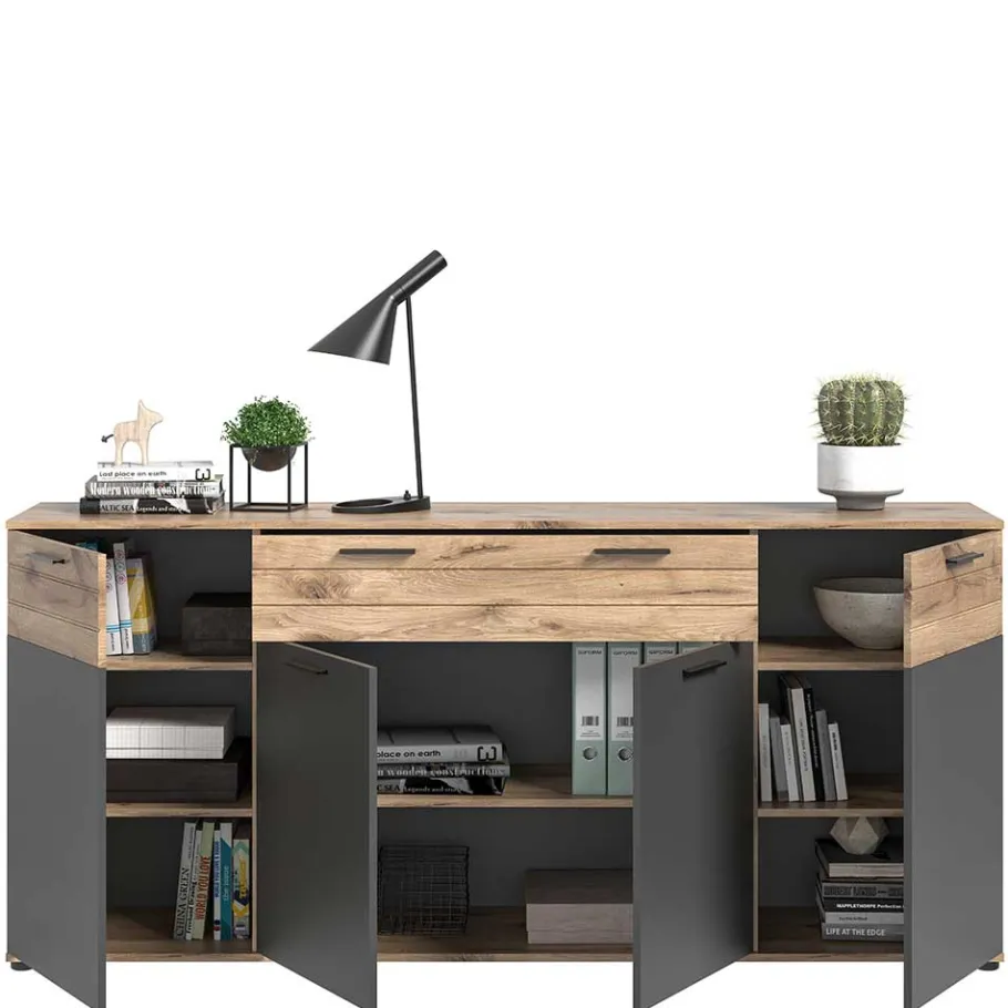 Best Wohnen Sideboard & zwei Vitrinenschränke Set - Lucios (dreiteilig)