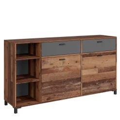 Best Wohnen Sideboard in Altholz Optik & Anthrazit - Bosco