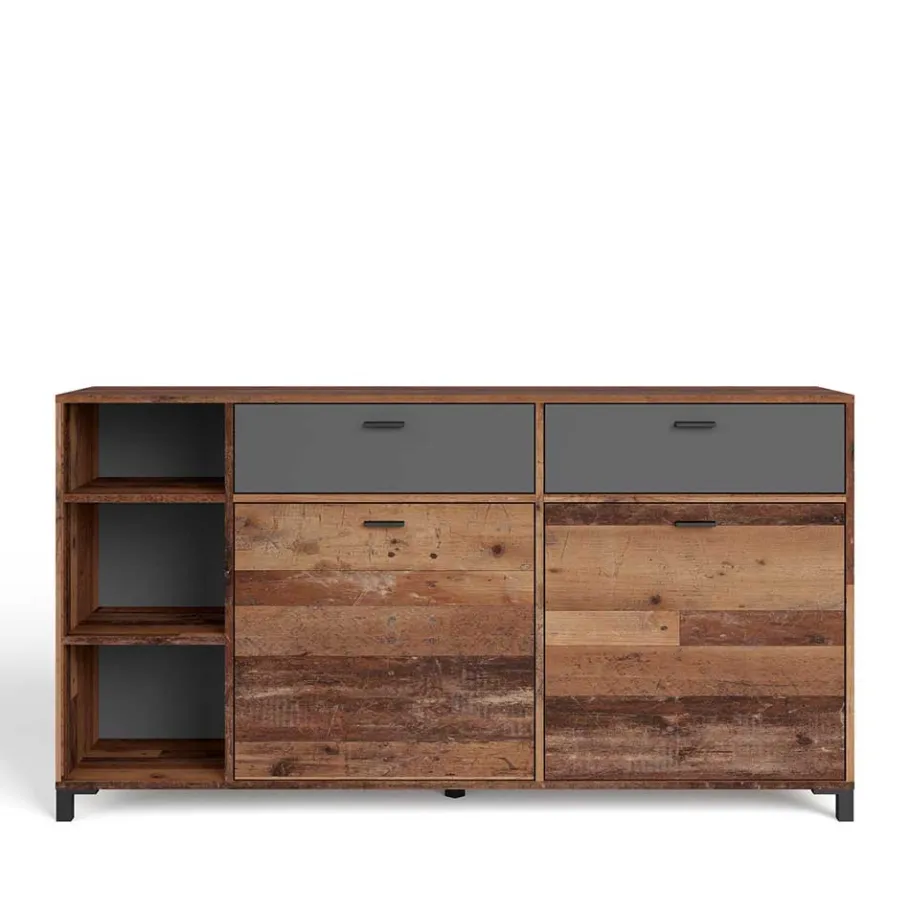 Best Wohnen Sideboard in Altholz Optik & Anthrazit - Bosco