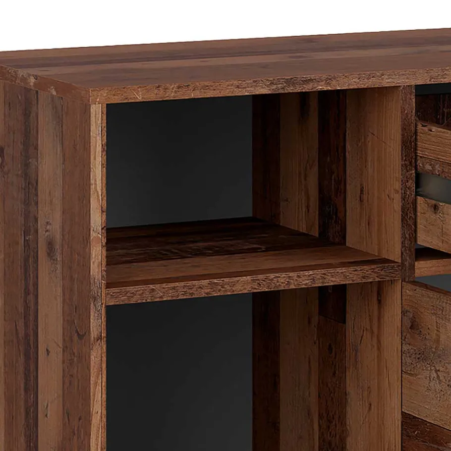 Best Wohnen Sideboard in Altholz Optik & Anthrazit - Bosco