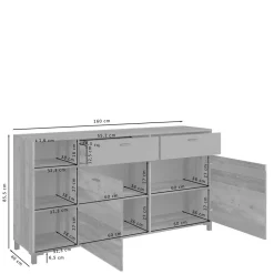 Best Wohnen Sideboard in Altholz Optik & Anthrazit - Bosco