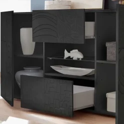 Outlet Wohnen Sideboard in Anthrazit glänzend lackiert - Ipatal I