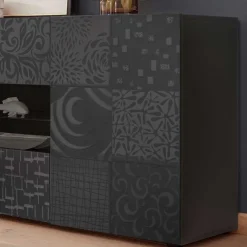 Outlet Wohnen Sideboard in Anthrazit glänzend lackiert - Ipatal I