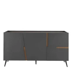 New Wohnen Sideboard in Anthrazit mit Teak - Carola