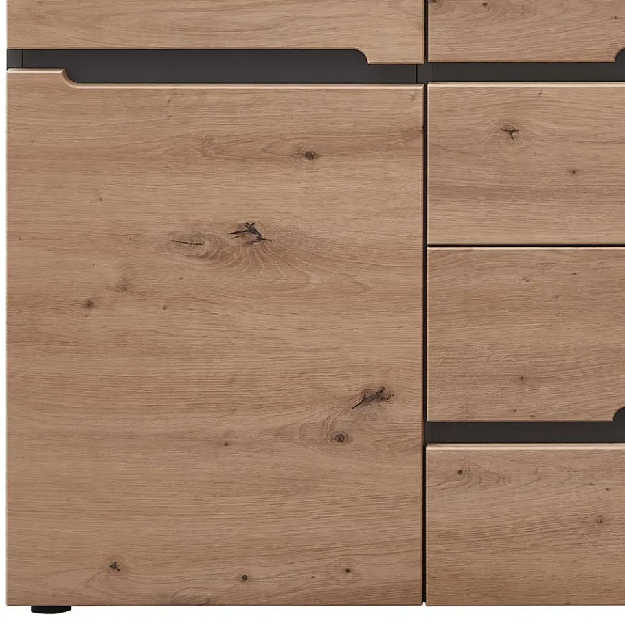 Wohnen Sideboard in Wildeiche & Dunkelgrau - Kuetra