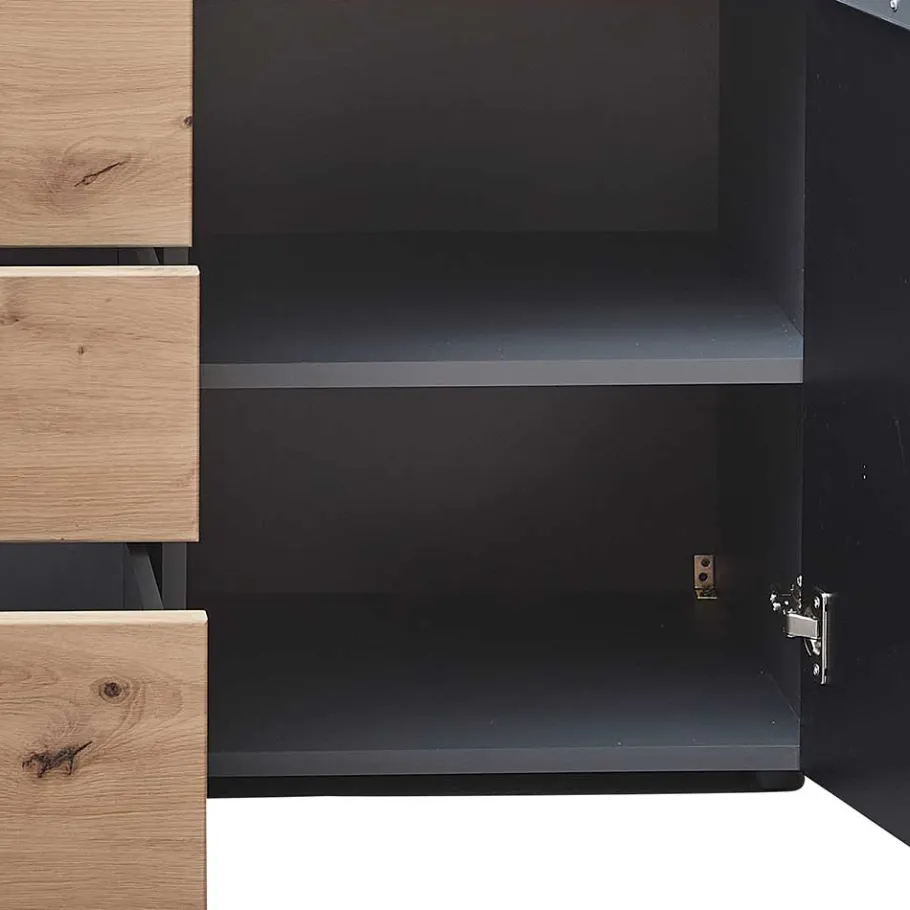 Wohnen Sideboard in Wildeiche & Dunkelgrau - Kuetra