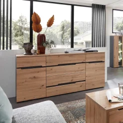 Wohnen Sideboard in Wildeiche & Dunkelgrau - Kuetra