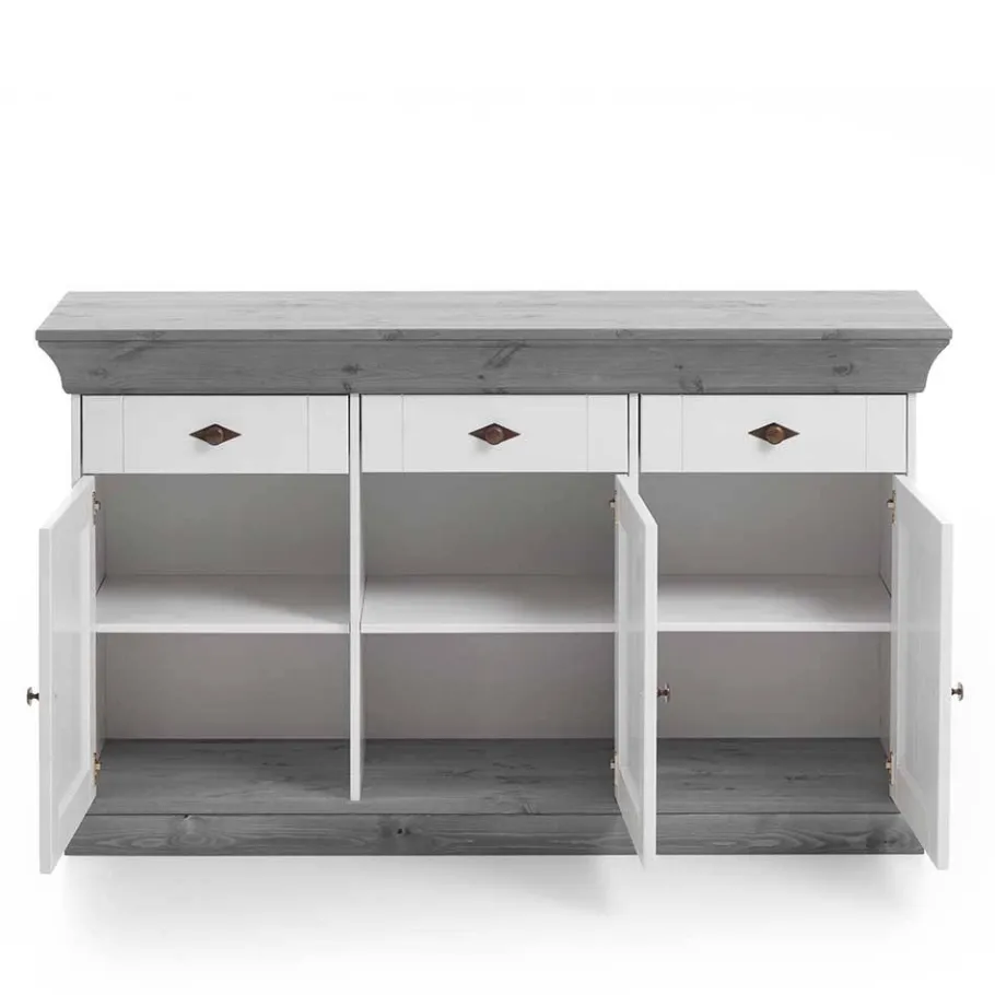 Online Wohnen Sideboard Mirandesca in Weiß Grau