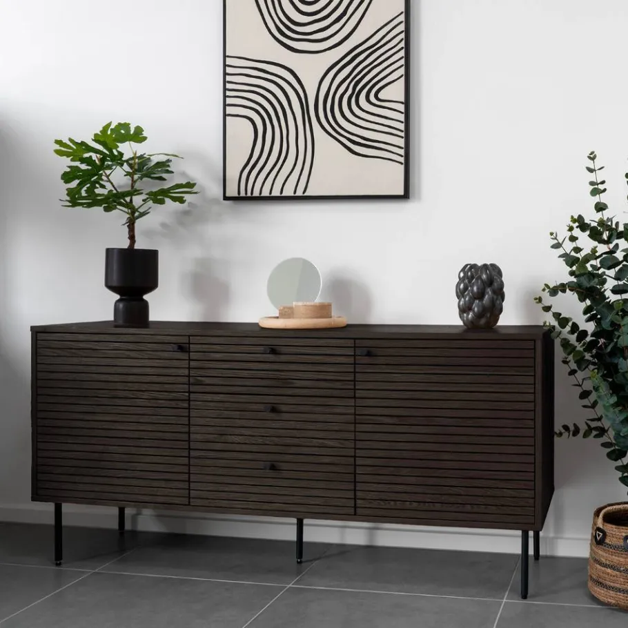 Hot Wohnen Sideboard mit dunklem Furnier in Braun - Wega