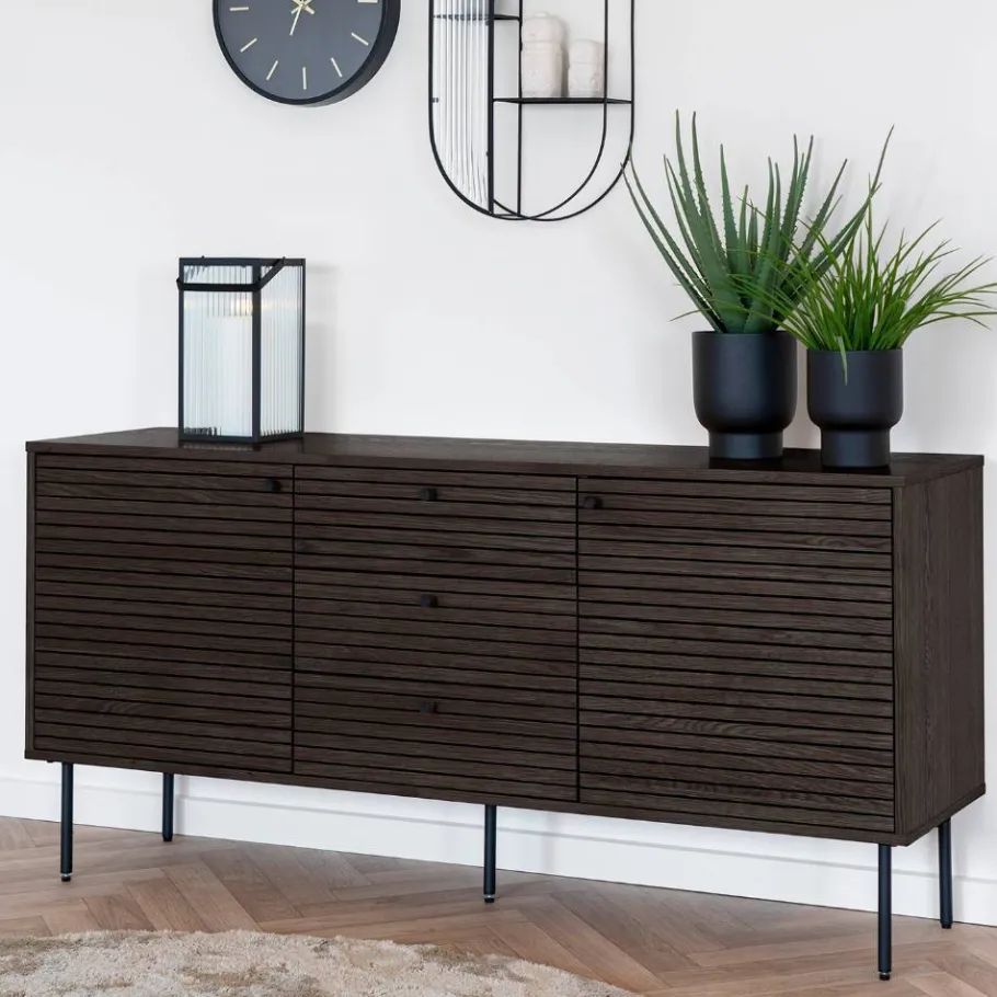 Hot Wohnen Sideboard mit dunklem Furnier in Braun - Wega