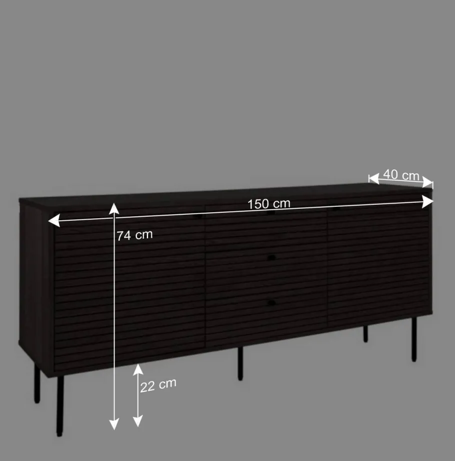 Hot Wohnen Sideboard mit dunklem Furnier in Braun - Wega