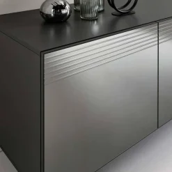 Outlet Wohnen Sideboard mit Spiegelglas Front in Rauchgrau - Tyron