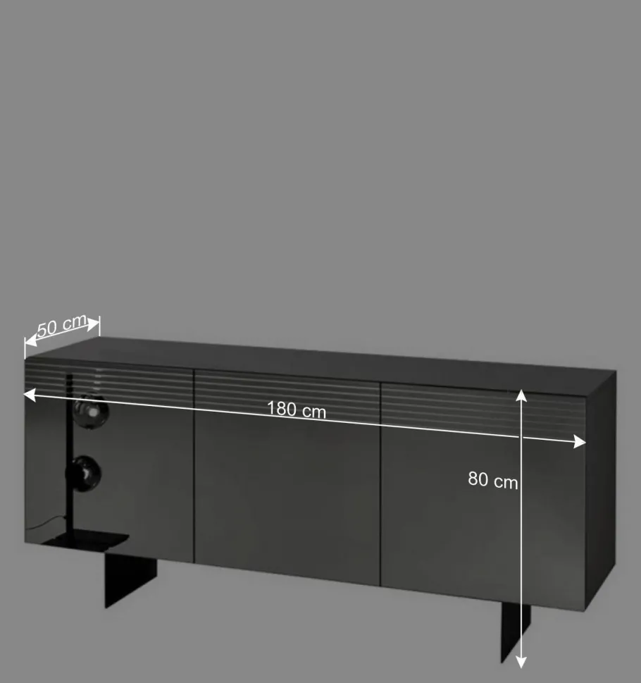 Outlet Wohnen Sideboard mit Spiegelglas Front in Rauchgrau - Tyron