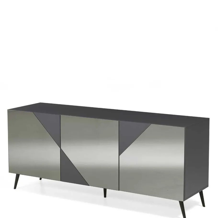 Outlet Wohnen Sideboard teilweise mit Spiegelglas beschichtet - Razepta I