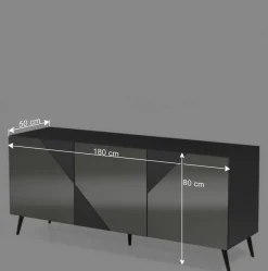 Outlet Wohnen Sideboard teilweise mit Spiegelglas beschichtet - Razepta I