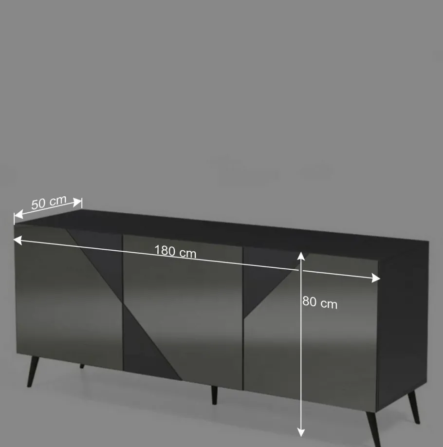 Outlet Wohnen Sideboard teilweise mit Spiegelglas beschichtet - Razepta I
