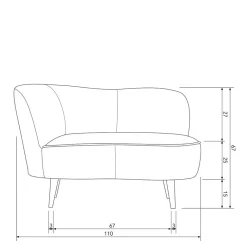 Online Wohnen 1-Sitzer Retro-Sofa aus Samt in Dunkelgrün - Isydro