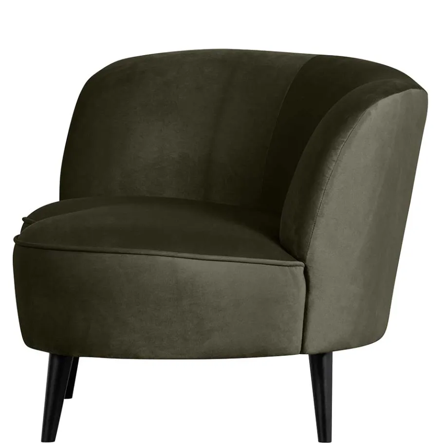 Online Wohnen 1-Sitzer Retro-Sofa aus Samt in Dunkelgrün - Isydro