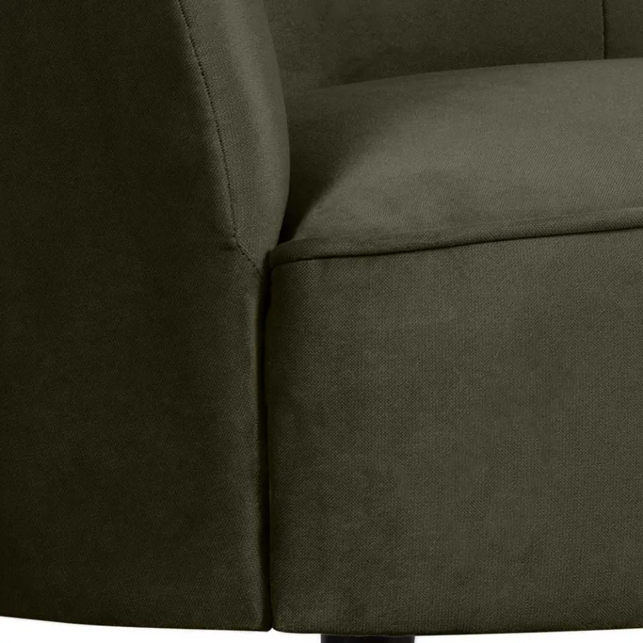 Online Wohnen 1-Sitzer Retro-Sofa aus Samt in Dunkelgrün - Isydro